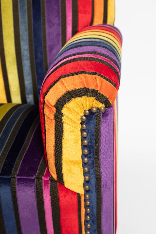 Antiker Gründerzeit Sessel im Rainbow Design, 1890er