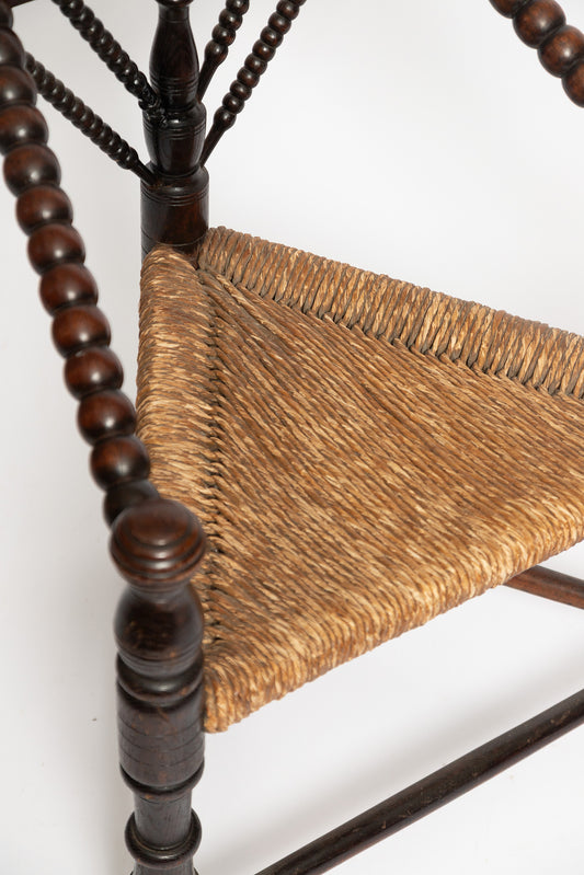 Worpswede Armlehnstuhl mit Original Rush Weave & Kiefernholz, 1925