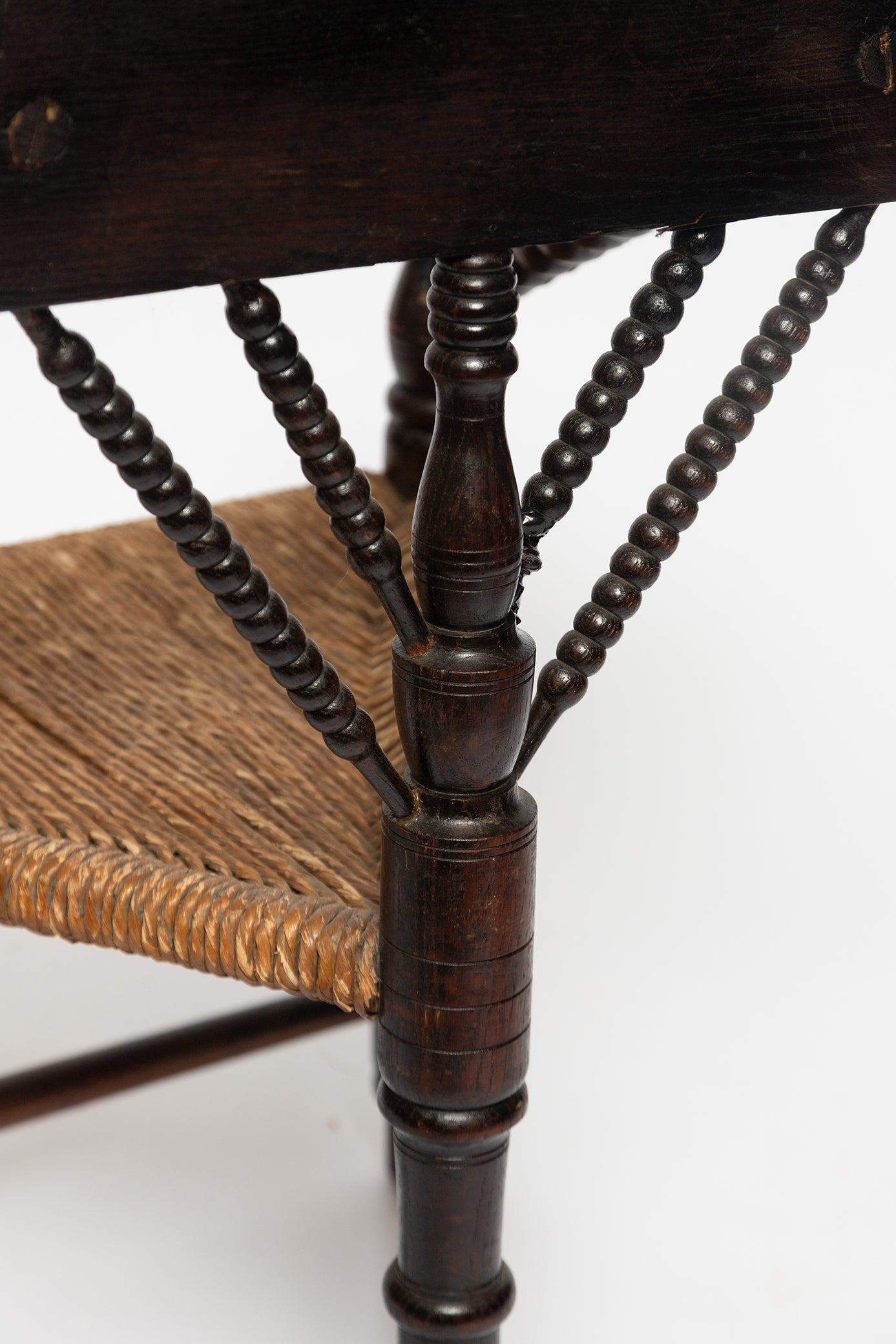 Worpswede Armlehnstuhl mit Original Rush Weave & Kiefernholz, 1925
